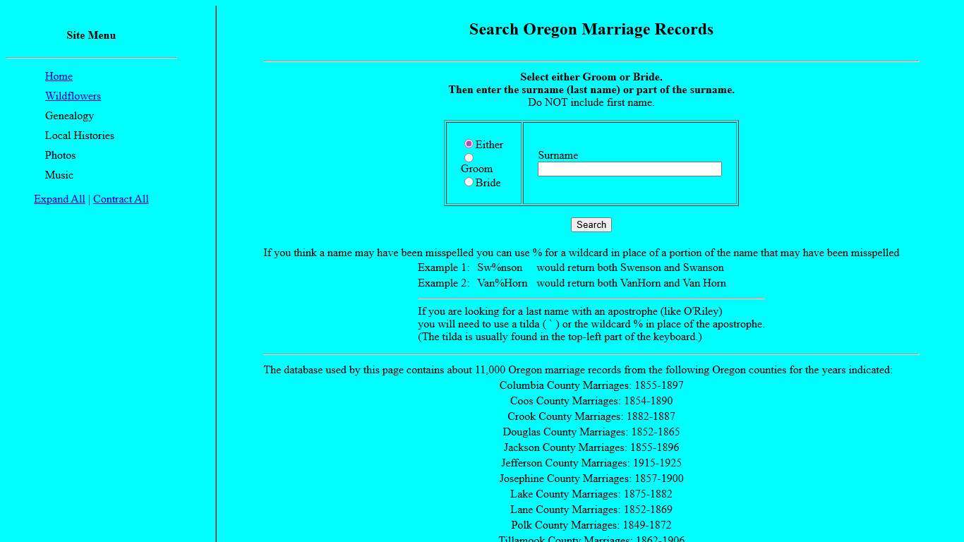 Oregon Marriages