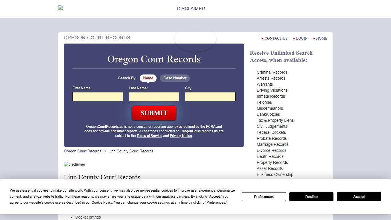 Linn County Court Records | OregonCourtRecords.us